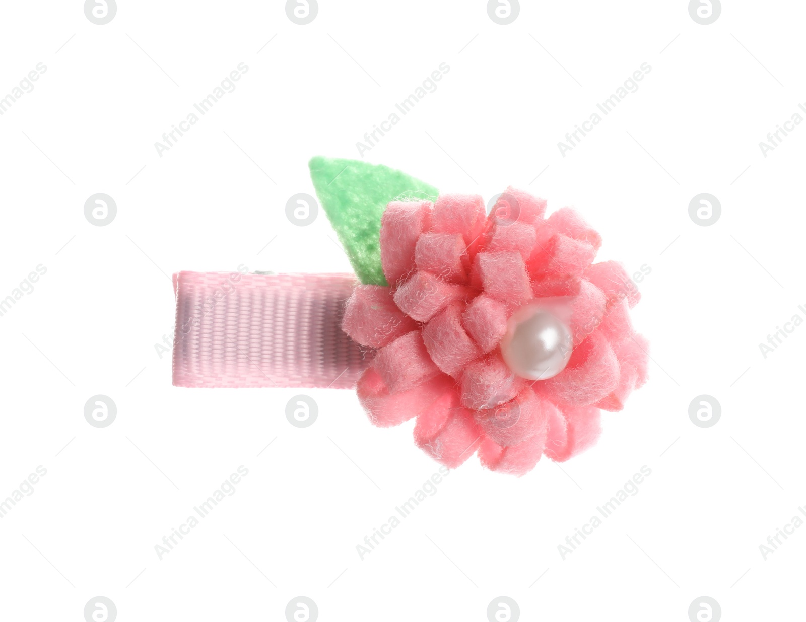 Photo of Cute hair clip isolated on white, top view