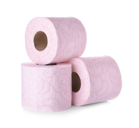 Rolls of toilet paper on white background. Personal hygiene