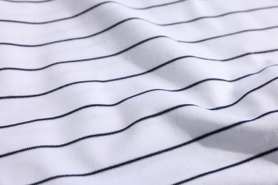 Striped baseball uniform as background, closeup view