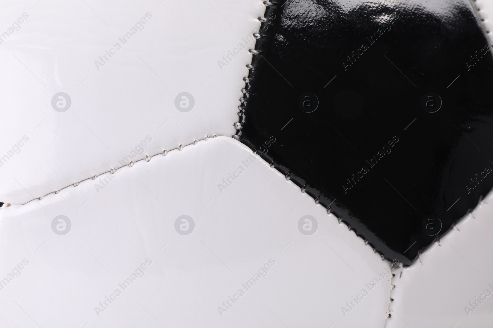 Photo of Leather soccer ball as background, closeup view