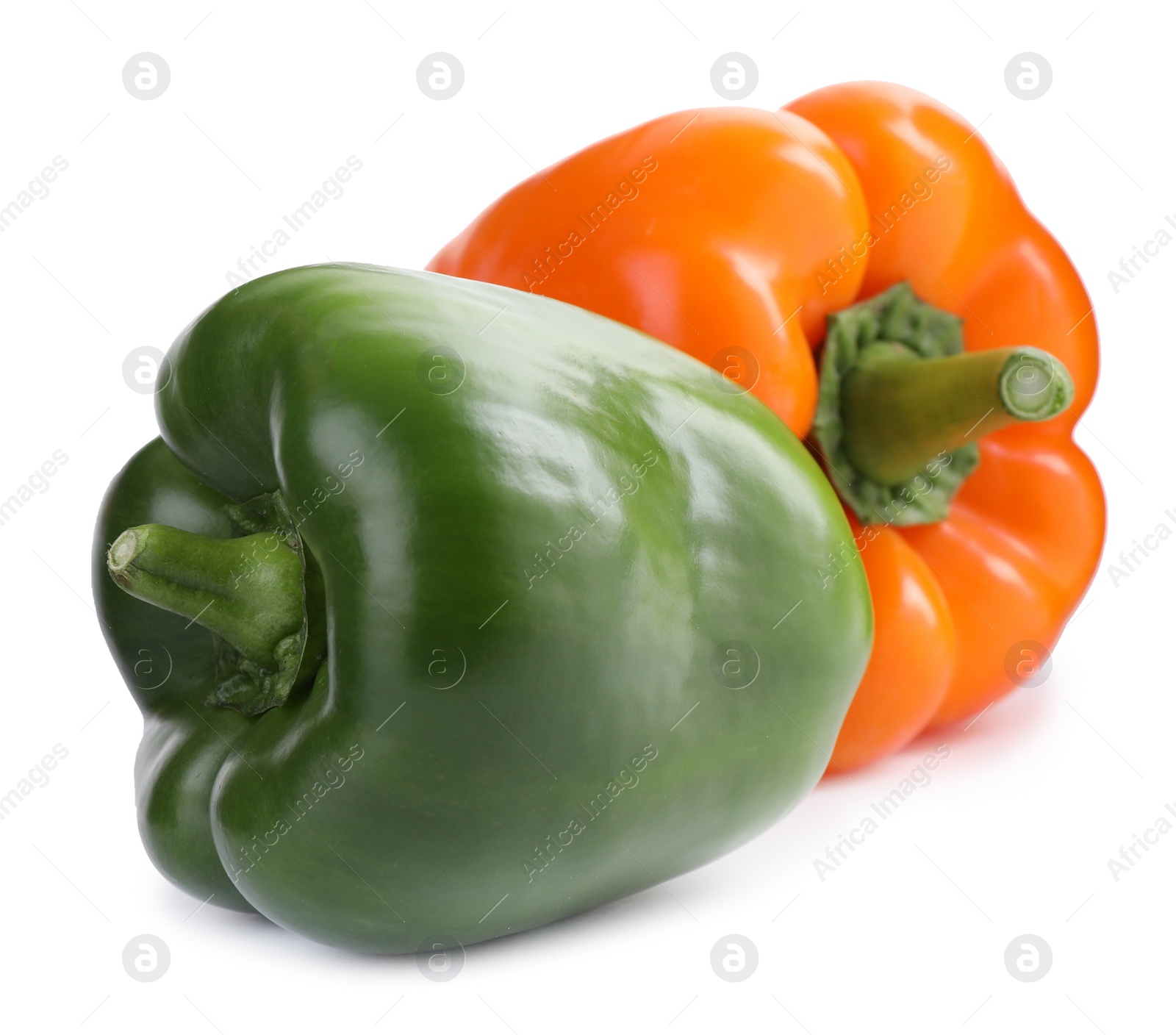 Photo of Fresh ripe bell peppers isolated on white