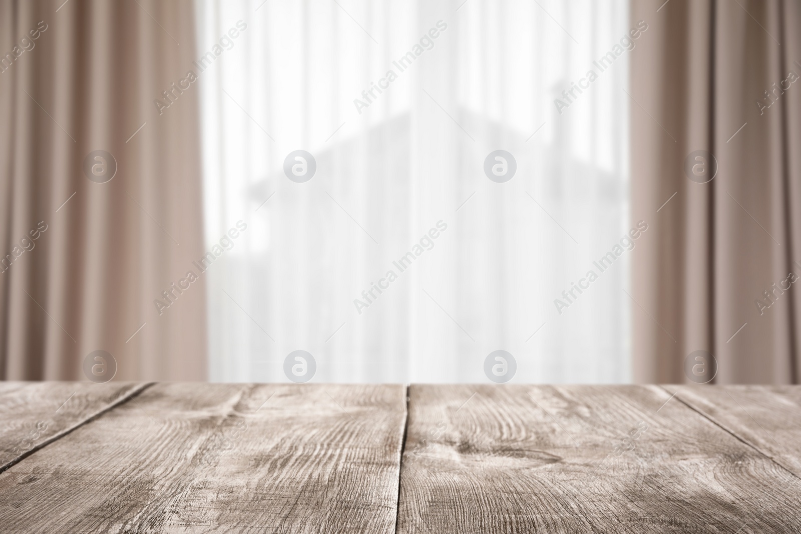 Image of Empty wooden table in room. Space for design