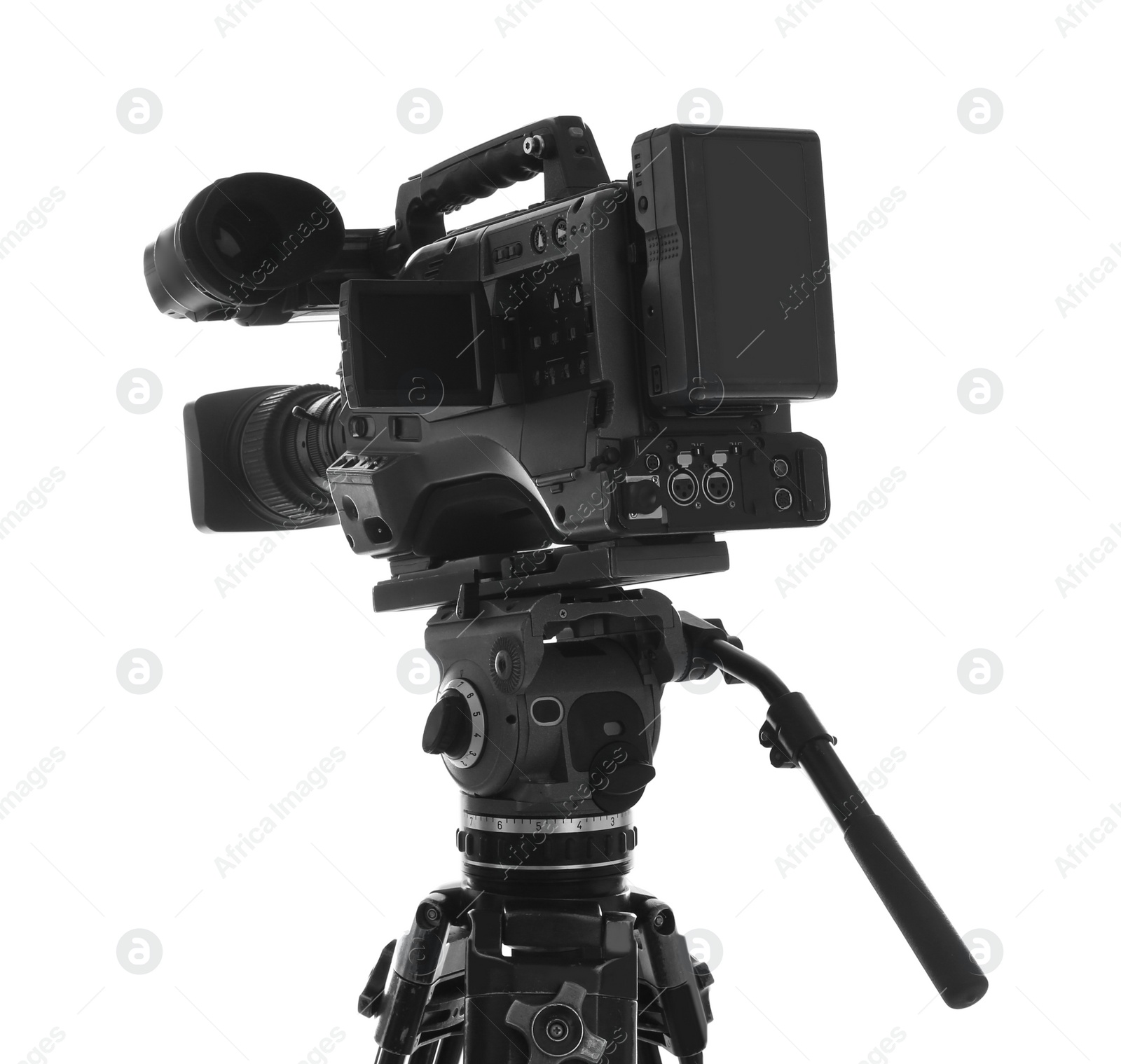 Photo of Modern professional video camera isolated on white