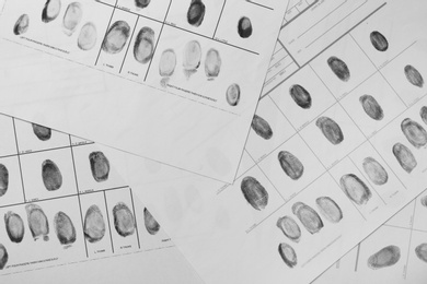 Photo of Fingerprint record sheets, top view. Criminal investigation