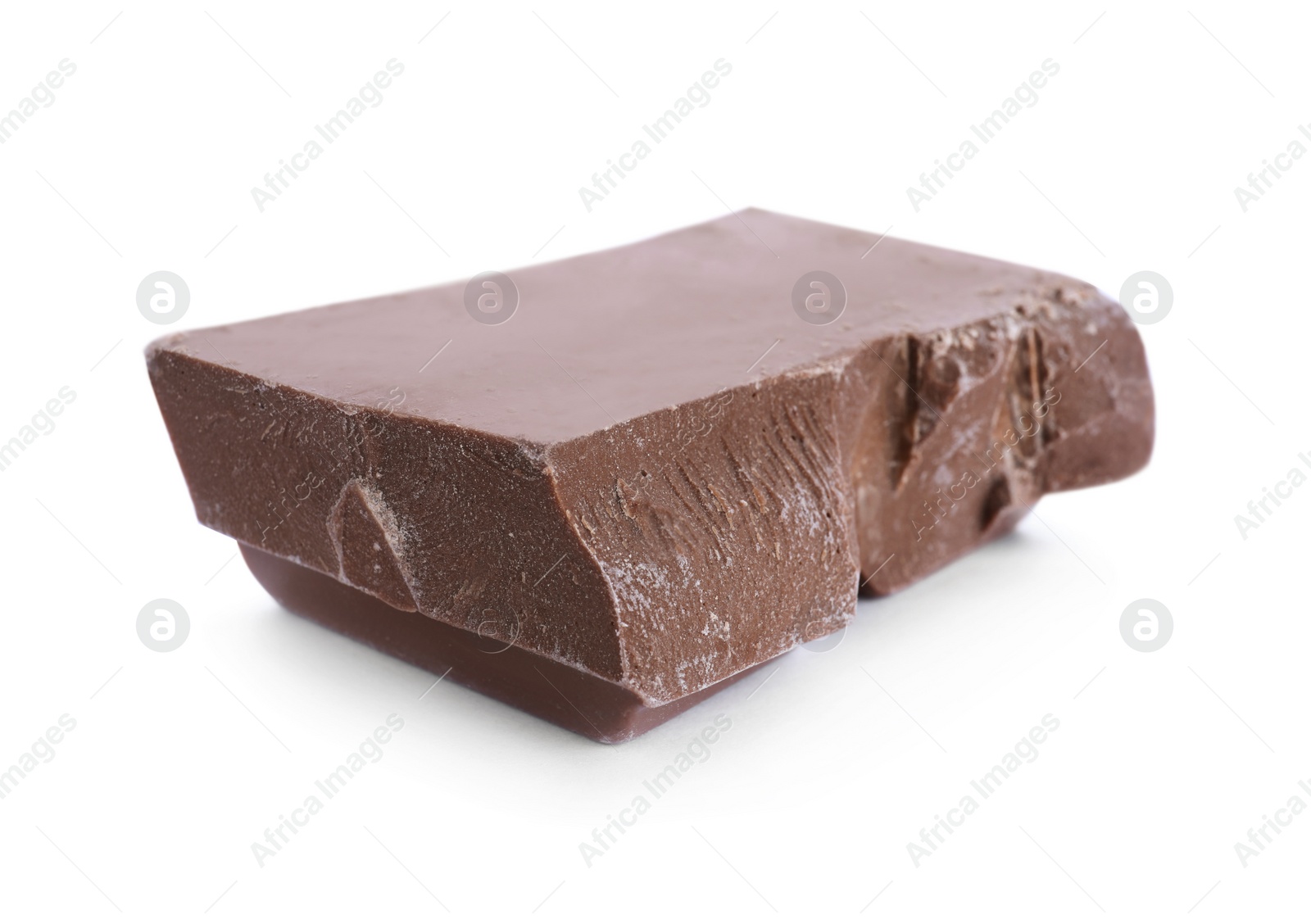 Photo of Piece of milk chocolate isolated on white