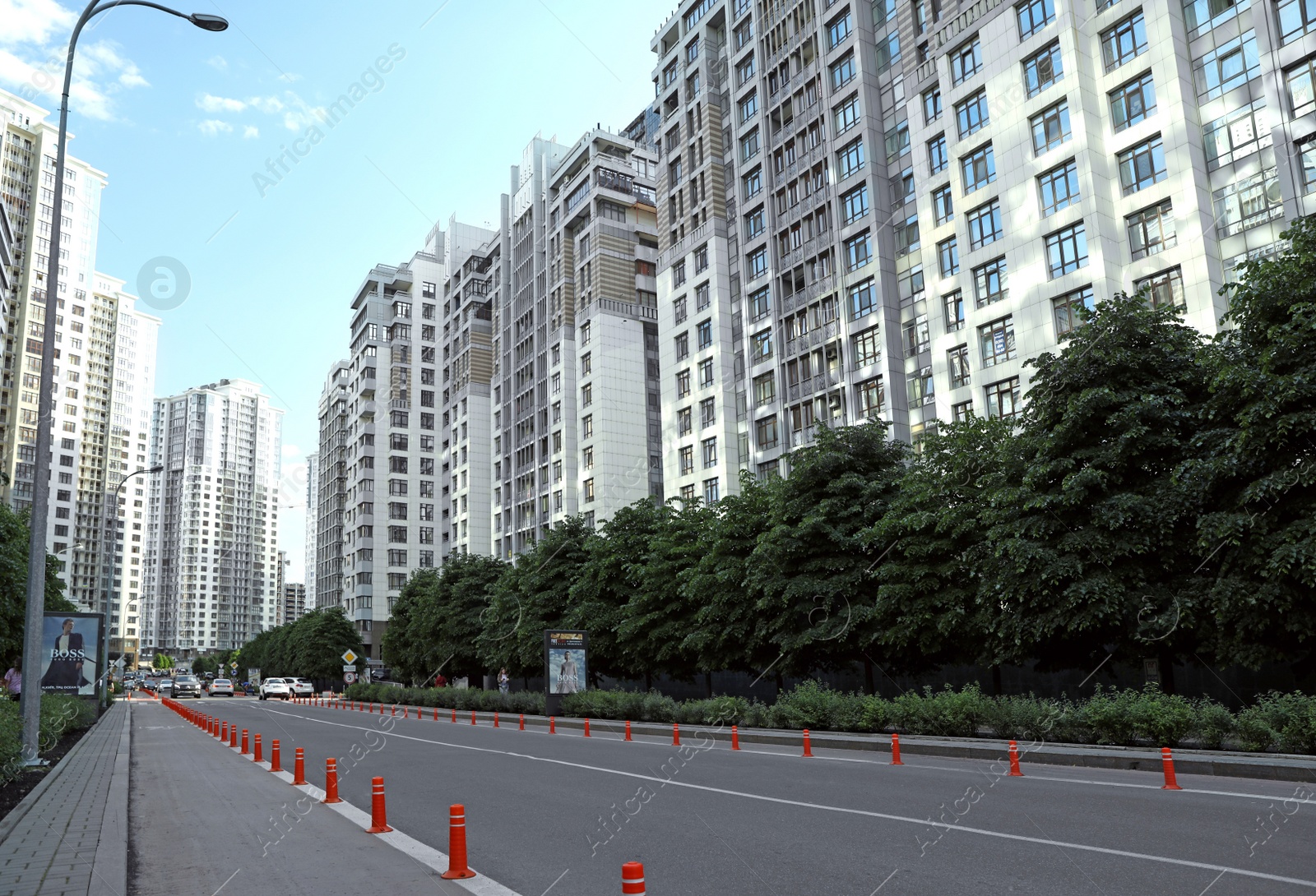 Photo of KYIV, UKRAINE - MAY 21, 2019: Beautiful view of modern housing estate in Pecherskyi district on sunny day