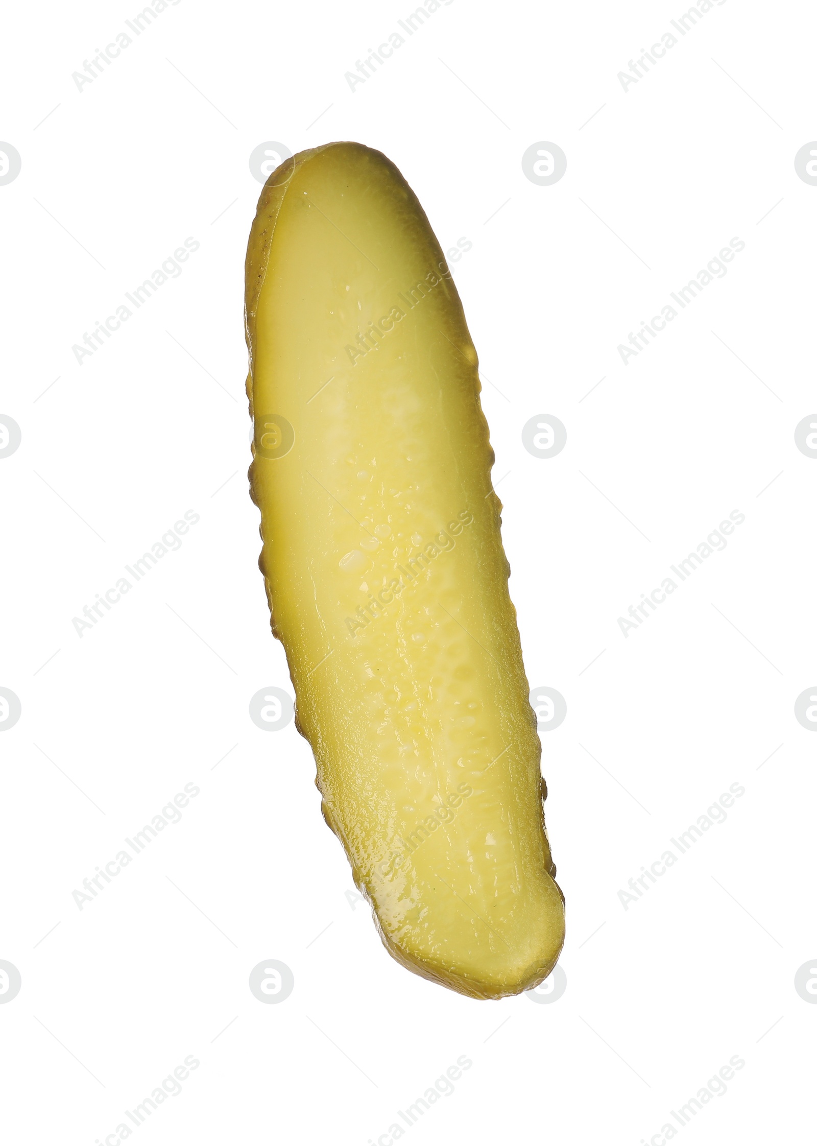 Photo of Slice of pickled cucumber isolated on white