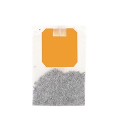 New tea bag with tab isolated on white