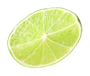 Photo of Slice of fresh green ripe lime isolated on white