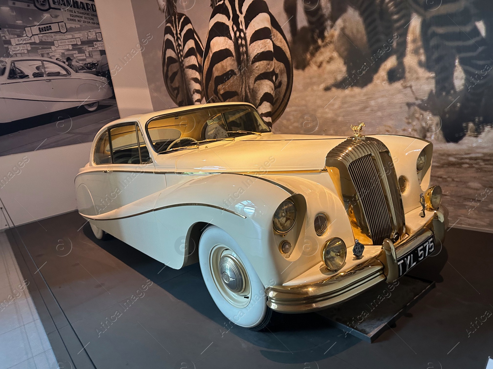 Photo of Hague, Netherlands - November 8, 2022: Beautiful view of white retro car in Louwman museum