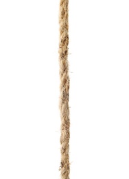 Photo of Hemp rope on white background. Organic material