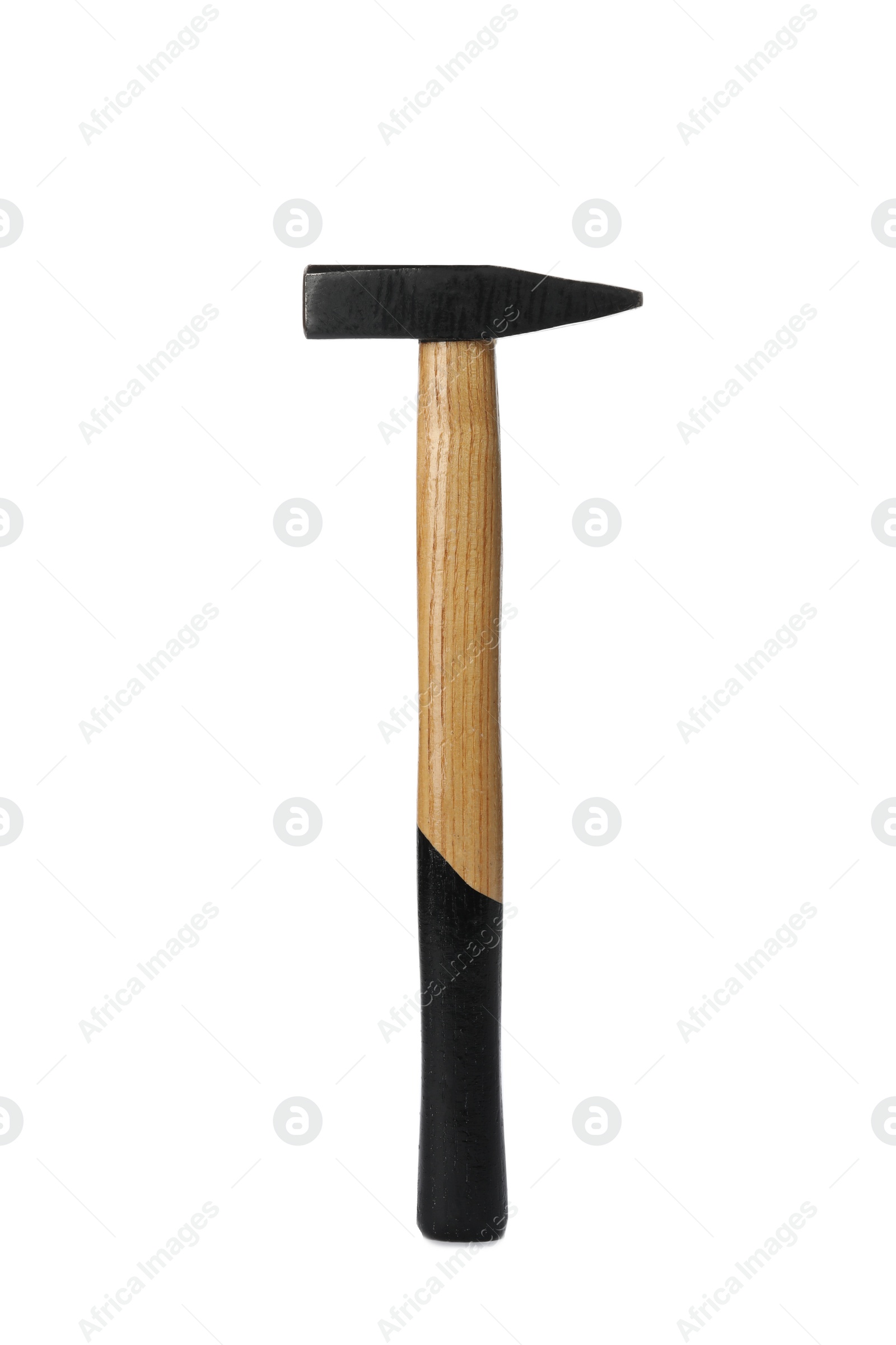 Photo of New hammer on white background. Professional construction tool