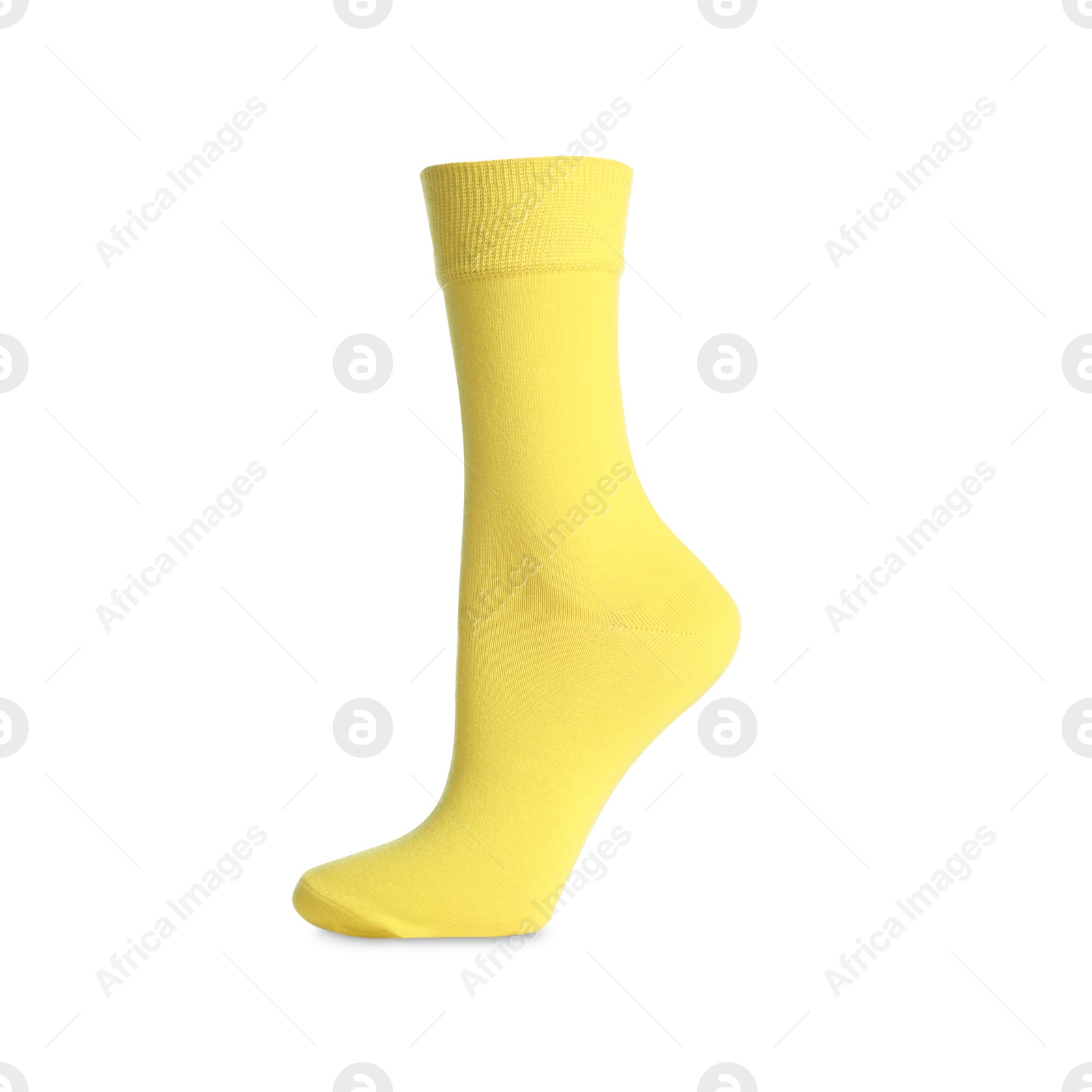 Photo of One new yellow sock isolated on white