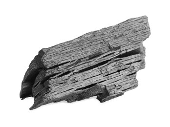 Photo of Piece of coal isolated on white. Mineral deposits