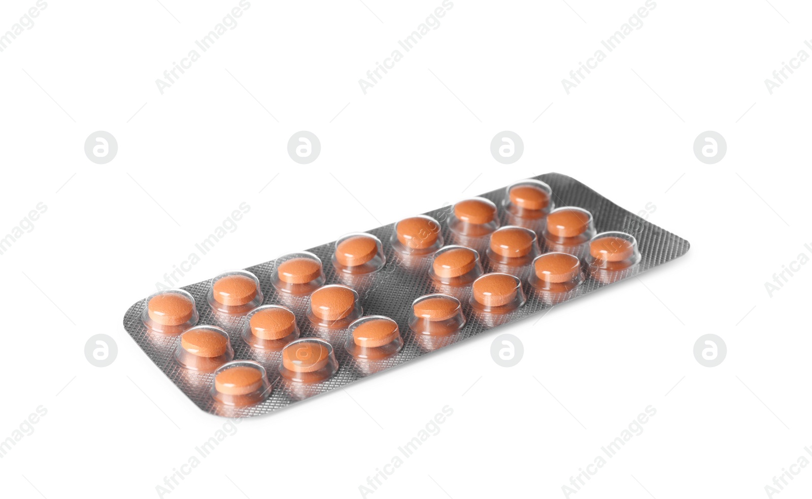 Photo of Blister with pills on white background. Medical care