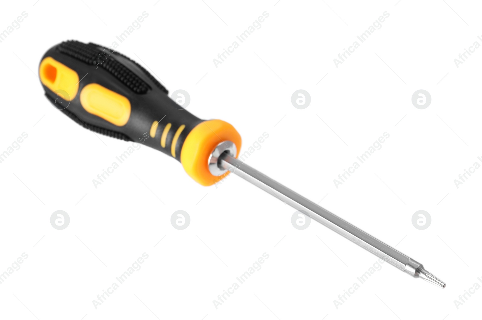 Photo of One screwdriver with color handle isolated on white