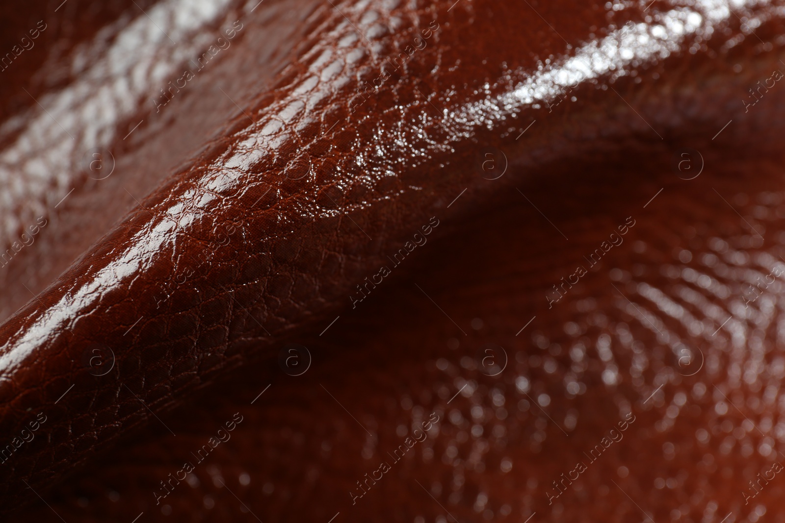 Photo of Beautiful red leather as background, closeup view