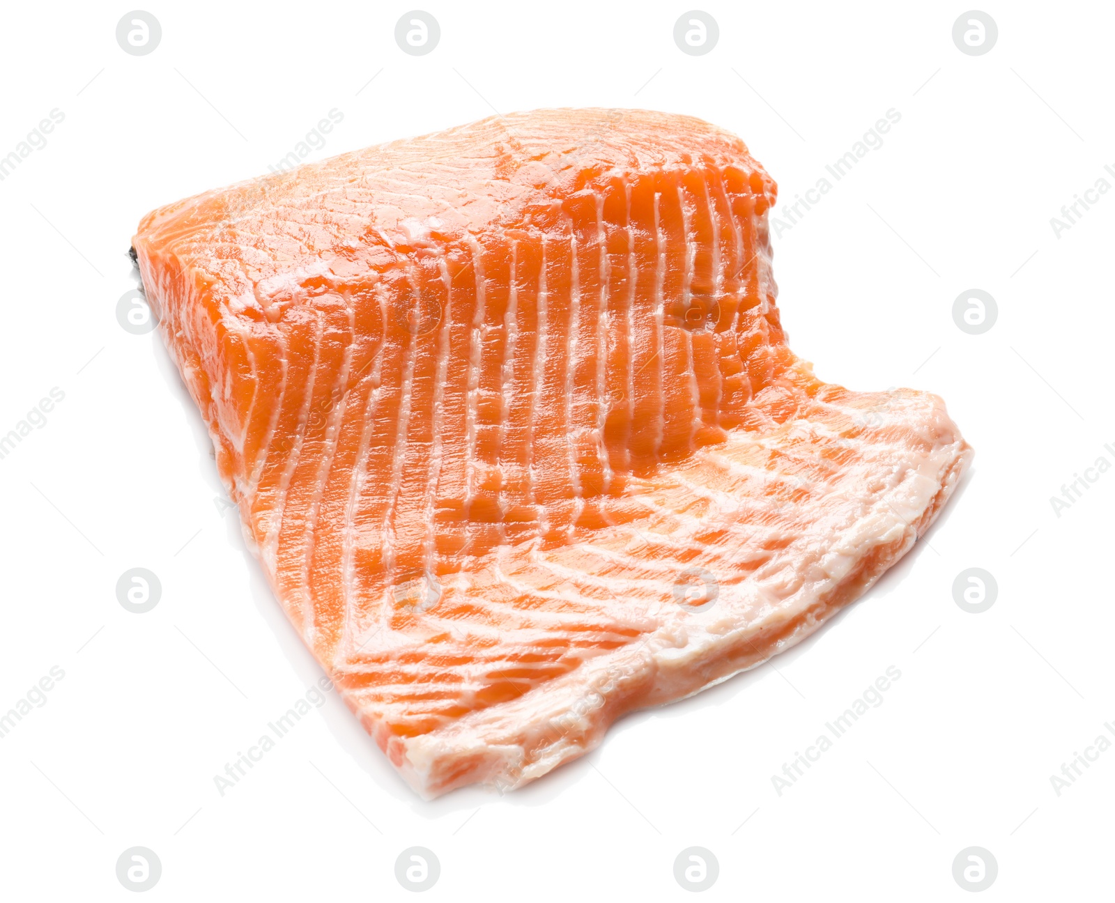 Photo of Fresh raw salmon fillet on white background