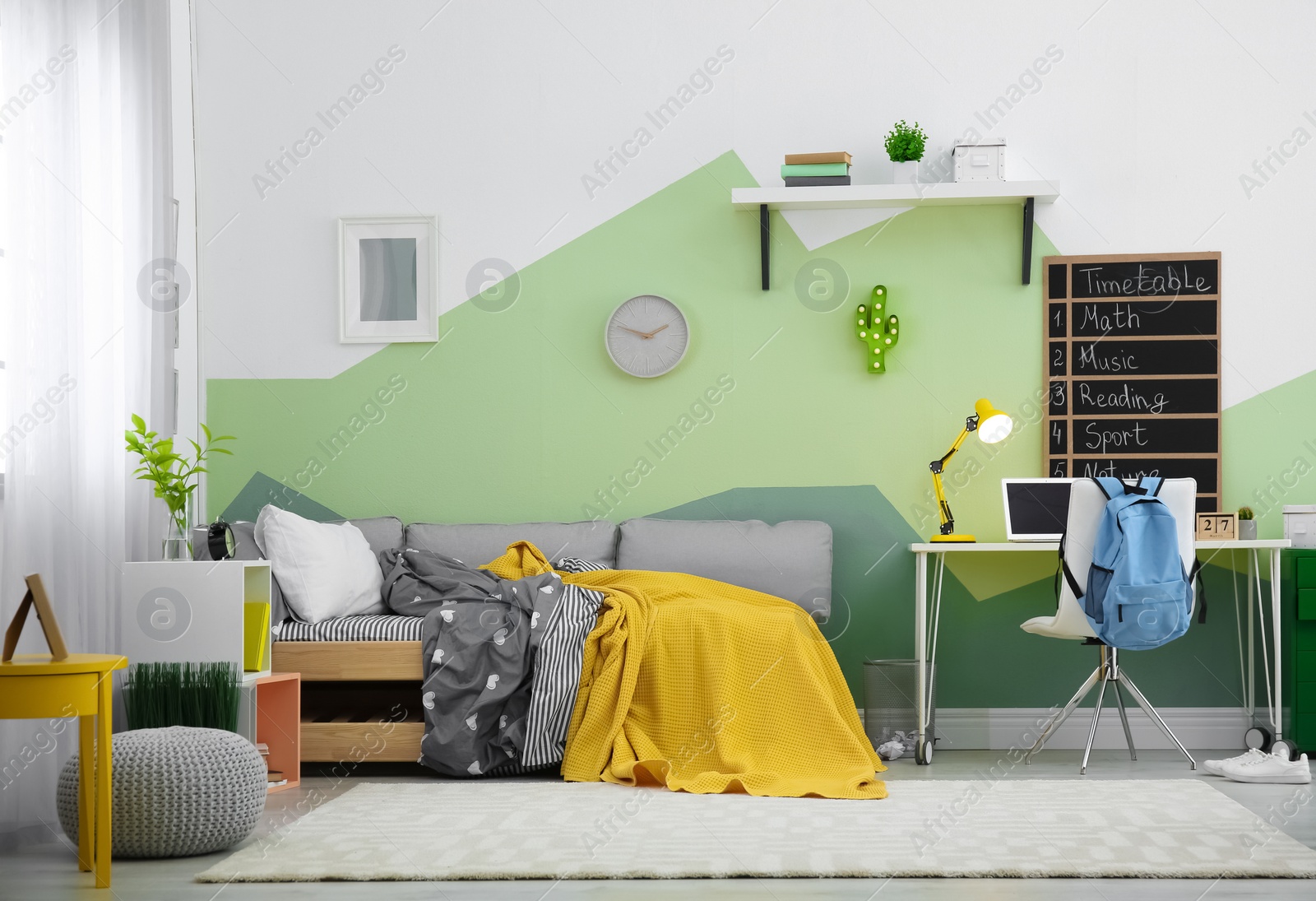 Photo of Modern child room interior with comfortable bed