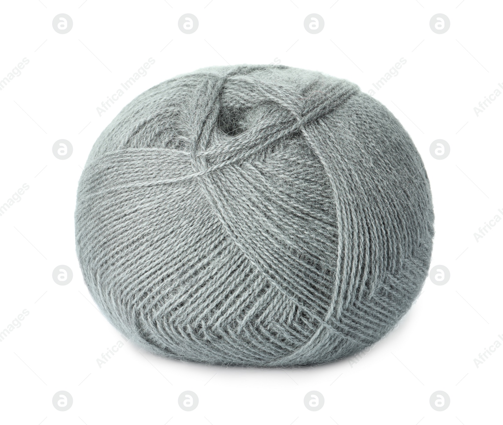 Photo of Soft grey woolen yarn isolated on white