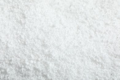 Pile of white snow as background, closeup view