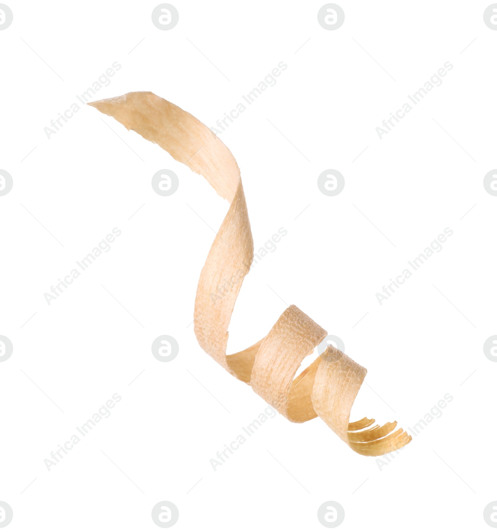 Photo of One shaving of wood isolated on white