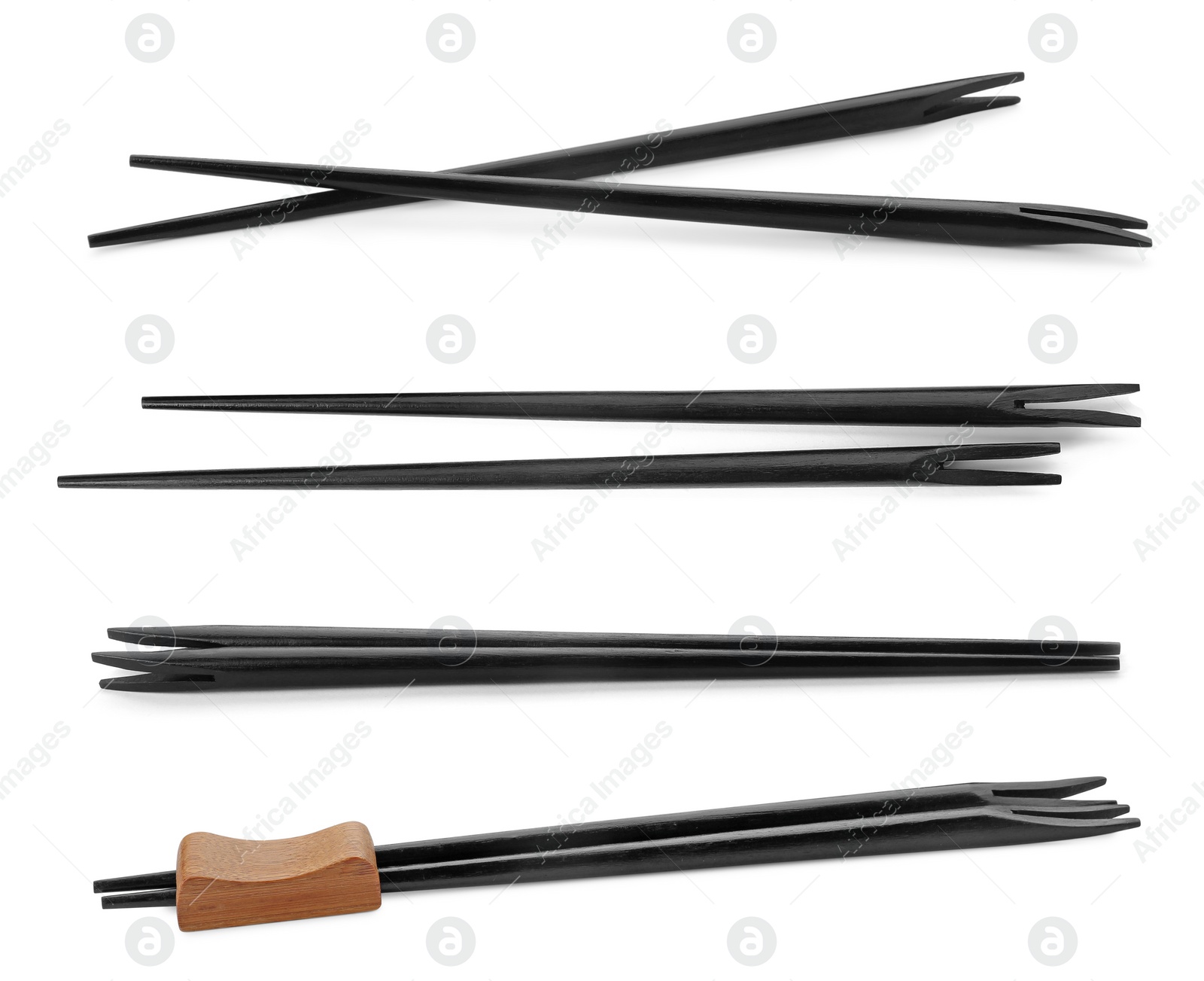 Image of Collage with black chopsticks isolated on white