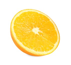 Photo of Citrus fruit. Half of fresh orange isolated on white