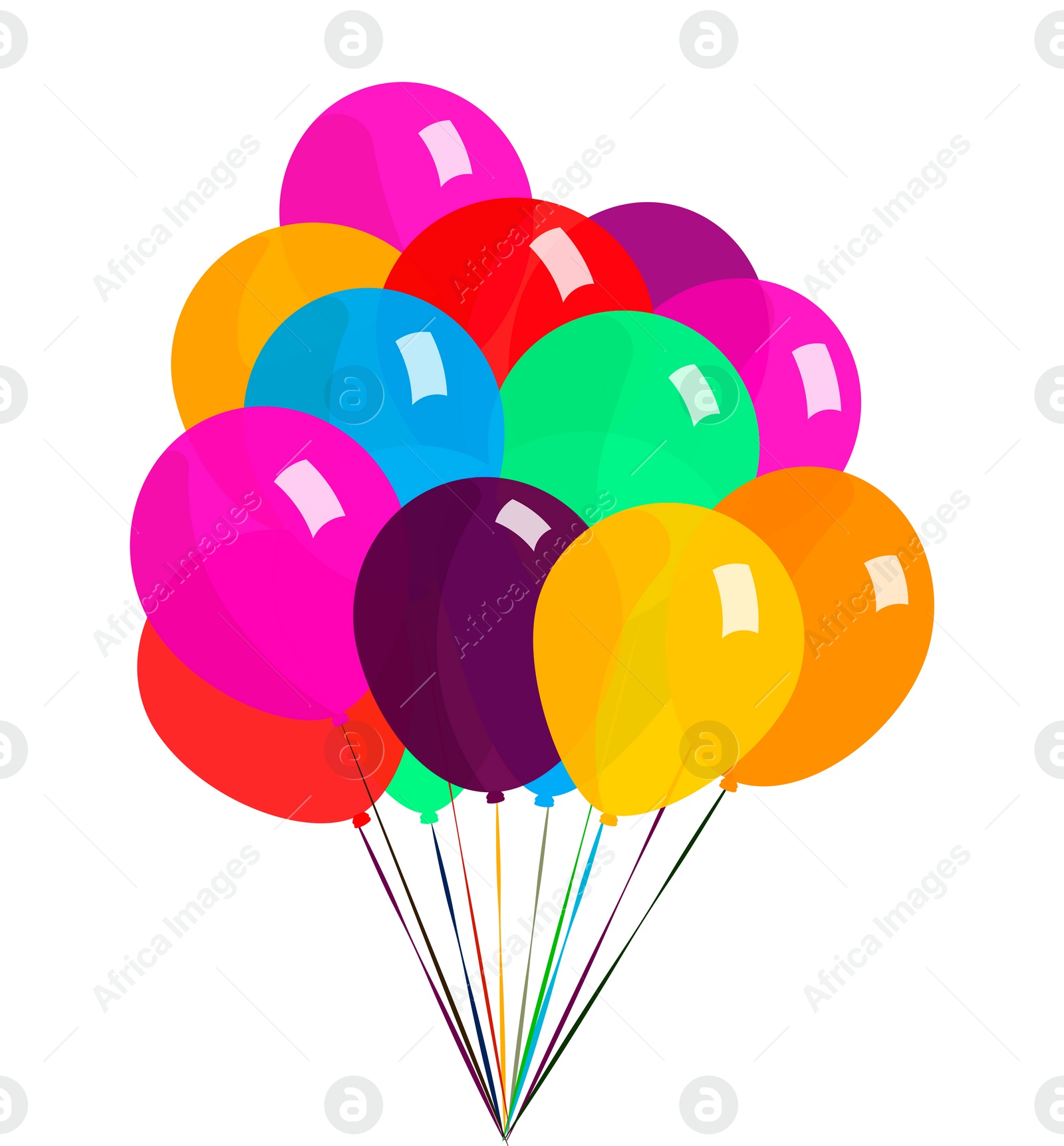 Illustration of Bunch of colorful balloons on white background