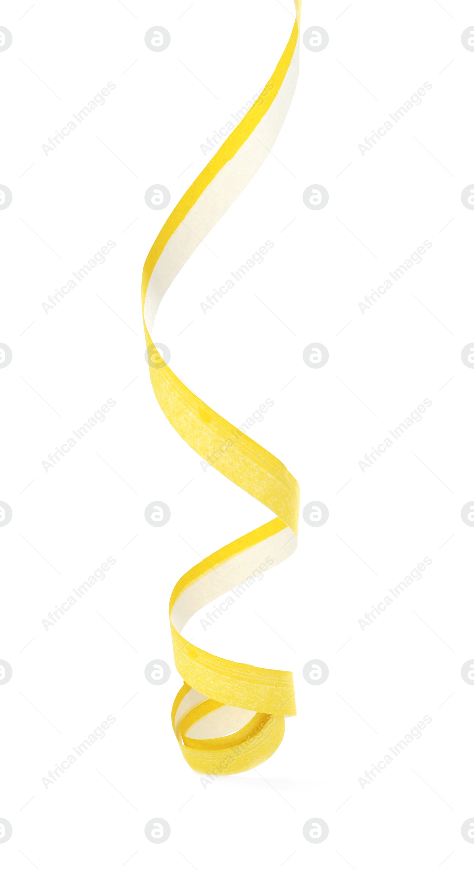 Photo of Beautiful yellow serpentine streamer isolated on white