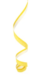 Photo of Beautiful yellow serpentine streamer isolated on white