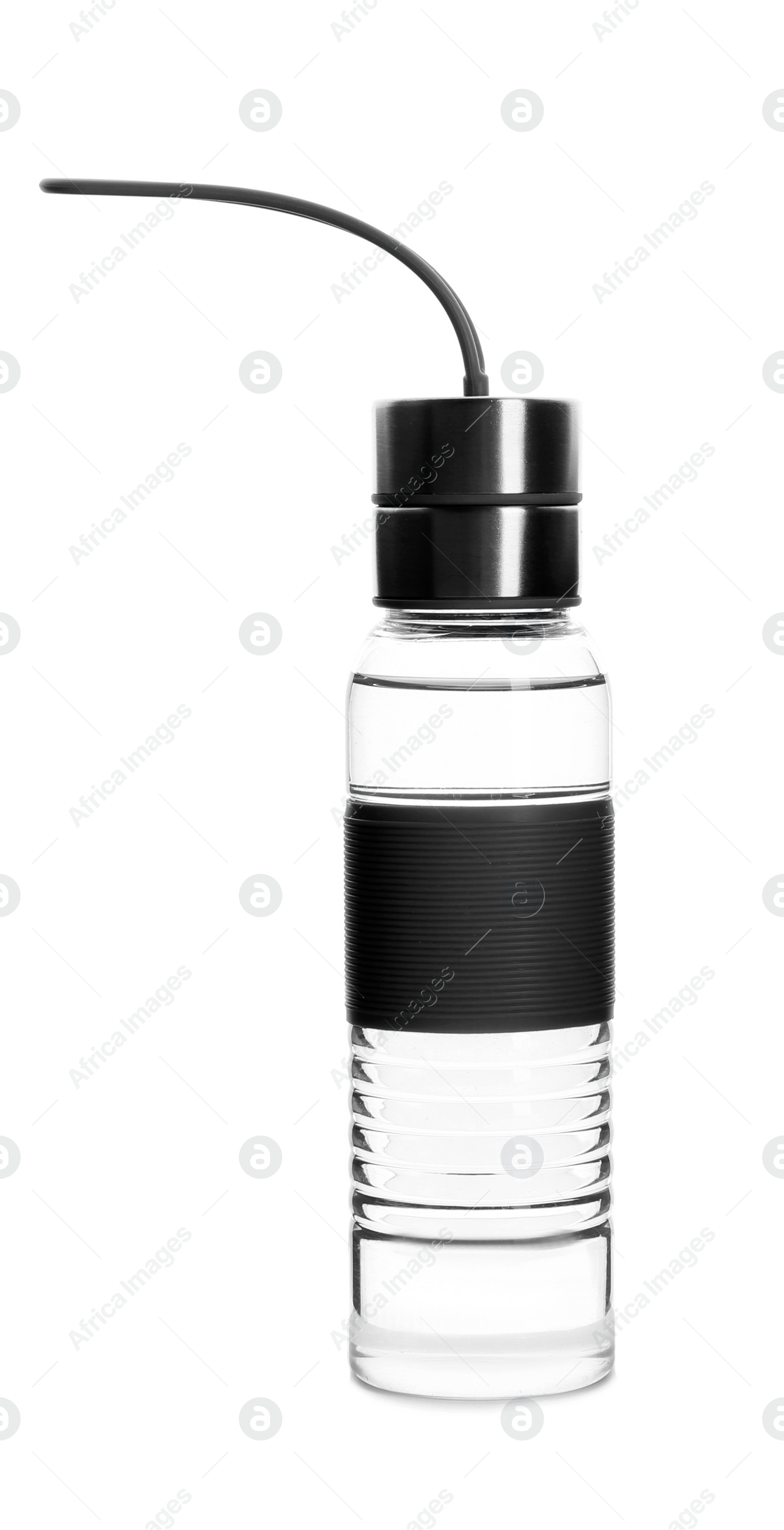 Photo of Sport bottle with fresh water on white background