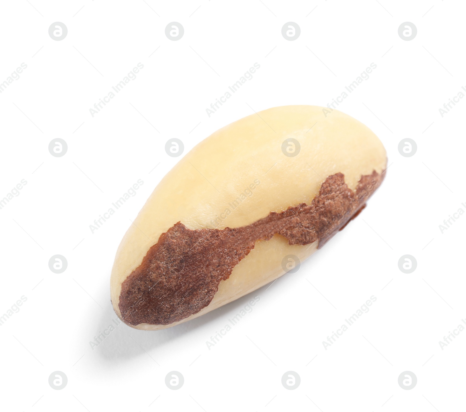 Photo of Delicious Brazil nut on white background. Healthy snack