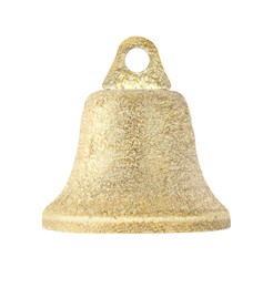 Photo of Shiny bell isolated on white. Christmas decoration
