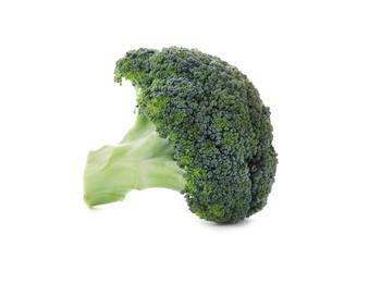 Photo of Fresh green broccoli on white background. Organic food