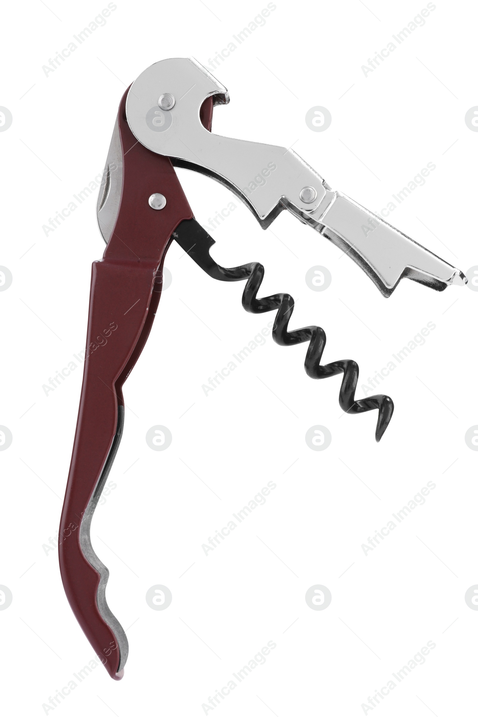 Photo of One corkscrew (sommelier knife) isolated on white