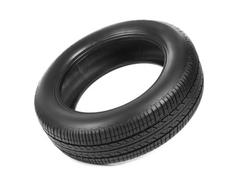 Car tire on white background