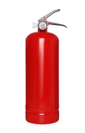 Red fire extinguisher isolated on white. Car safety