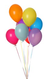 Bunch of colorful balloons on white background