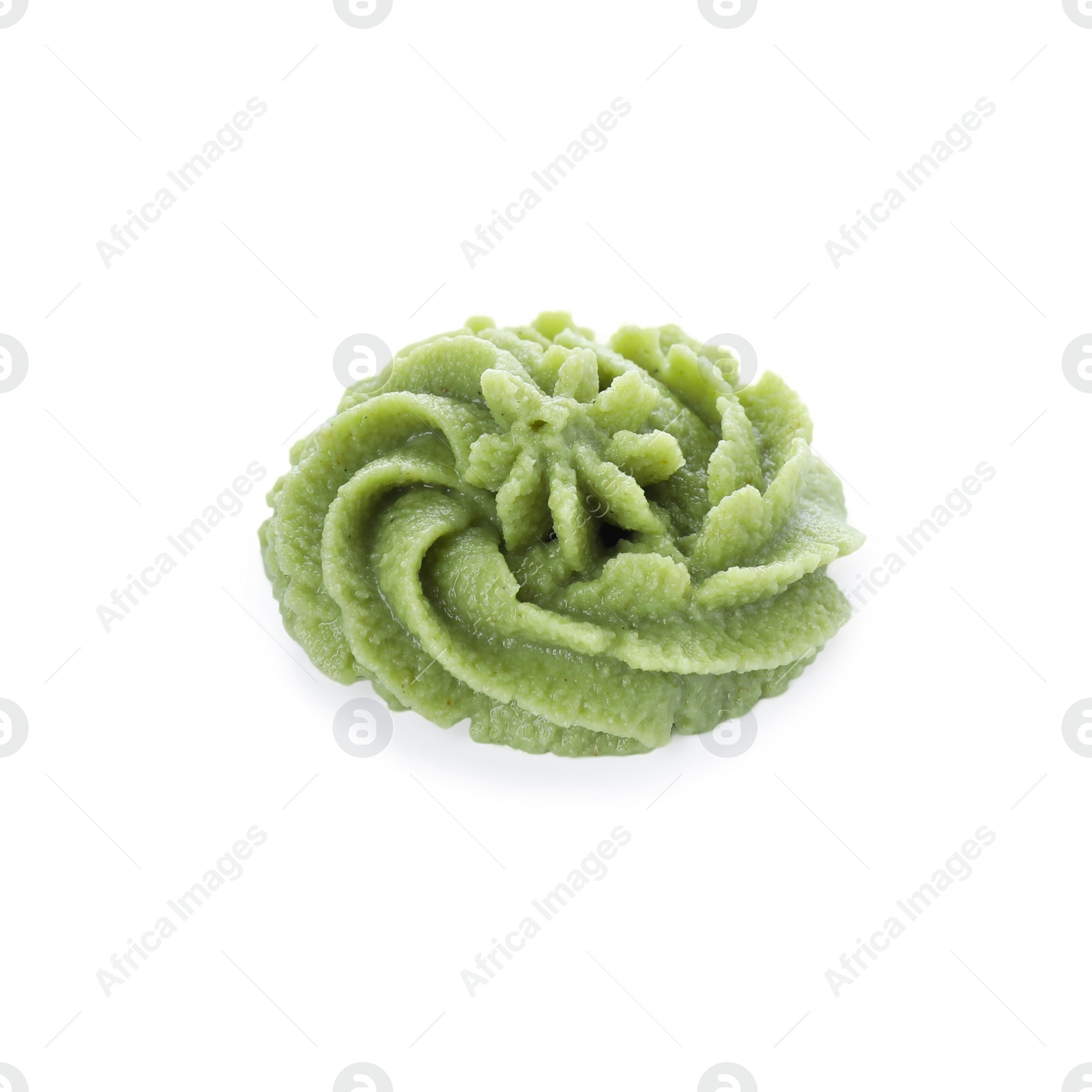 Photo of Swirl of wasabi paste isolated on white