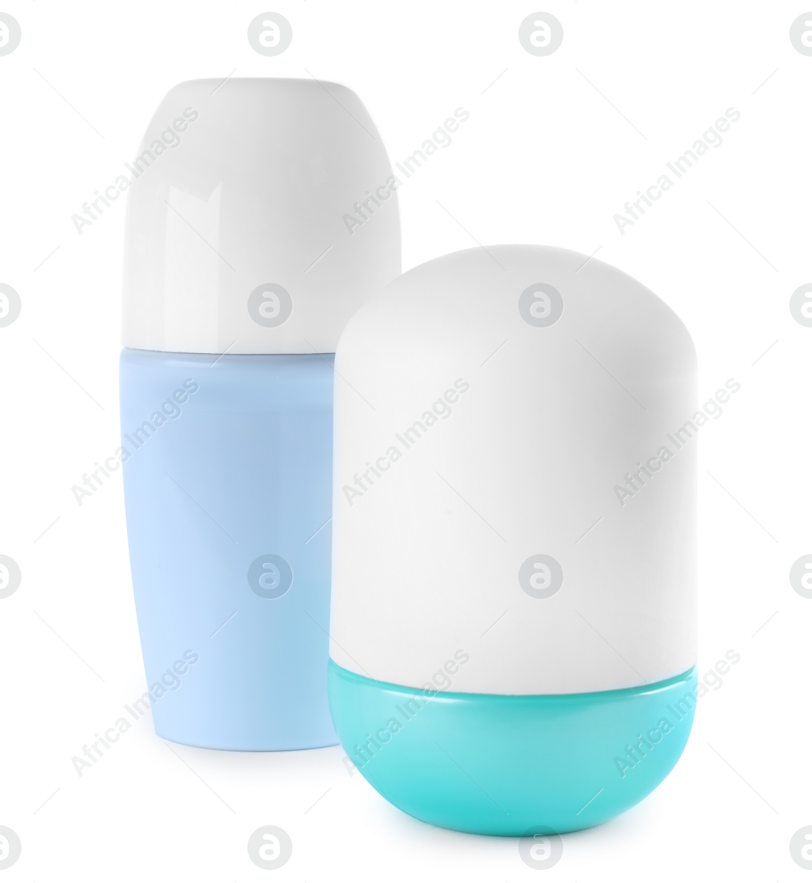Photo of Natural female roll-on deodorants on white background. Skin care