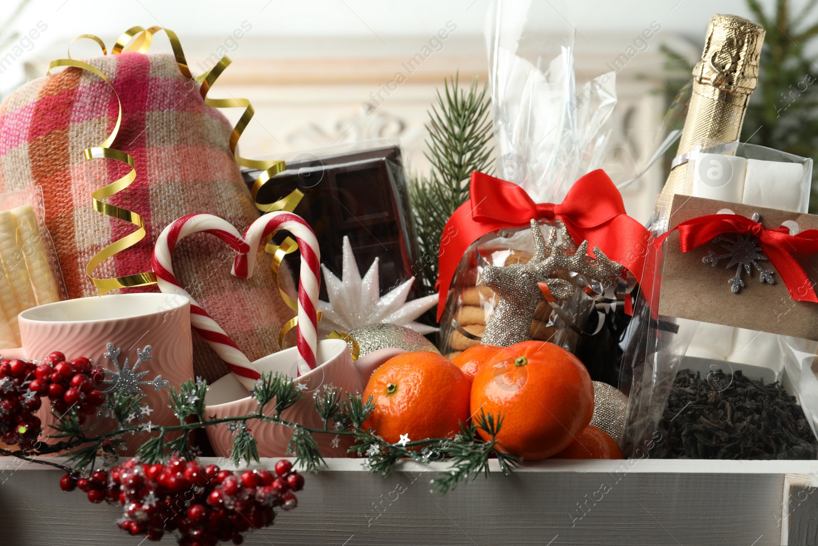 Photo of Stylish Christmas gift set in white crate