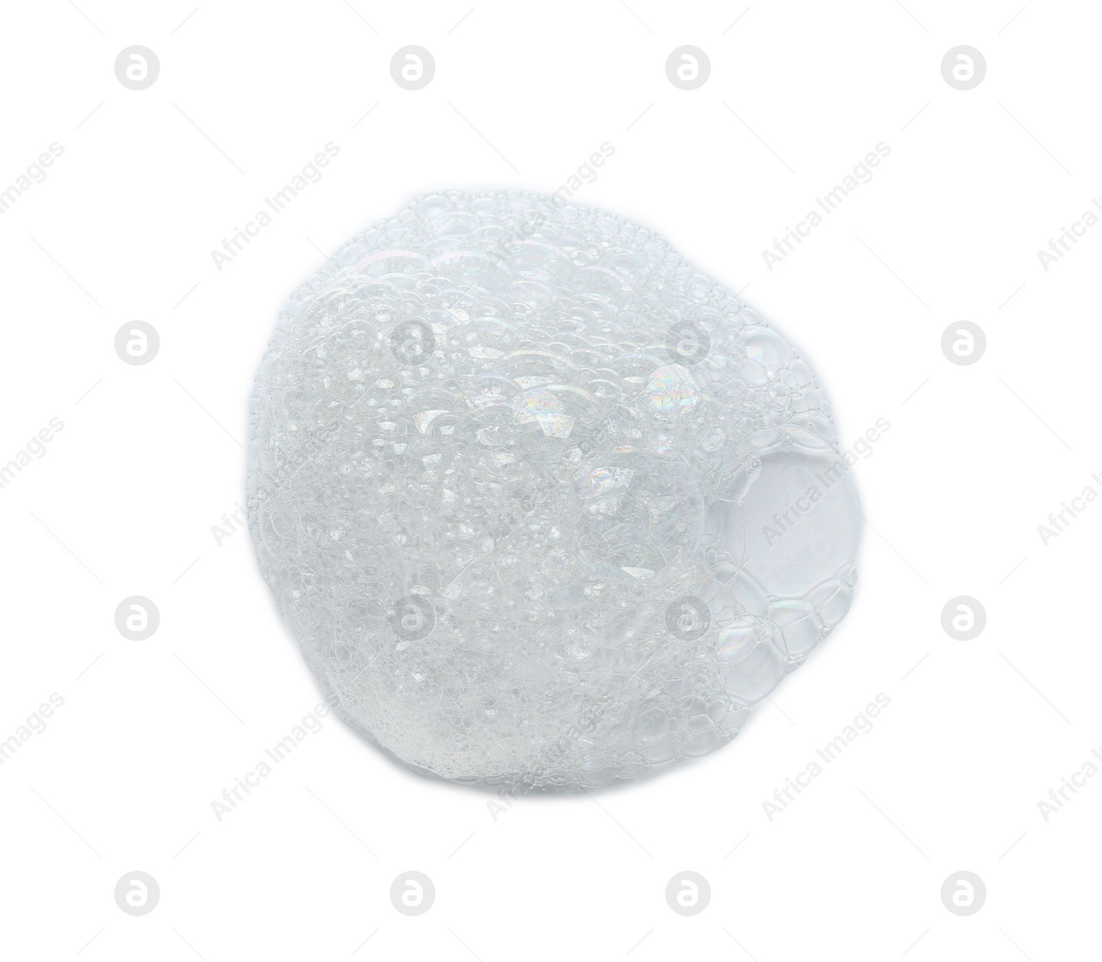 Photo of Drop of bath foam isolated on white, top view