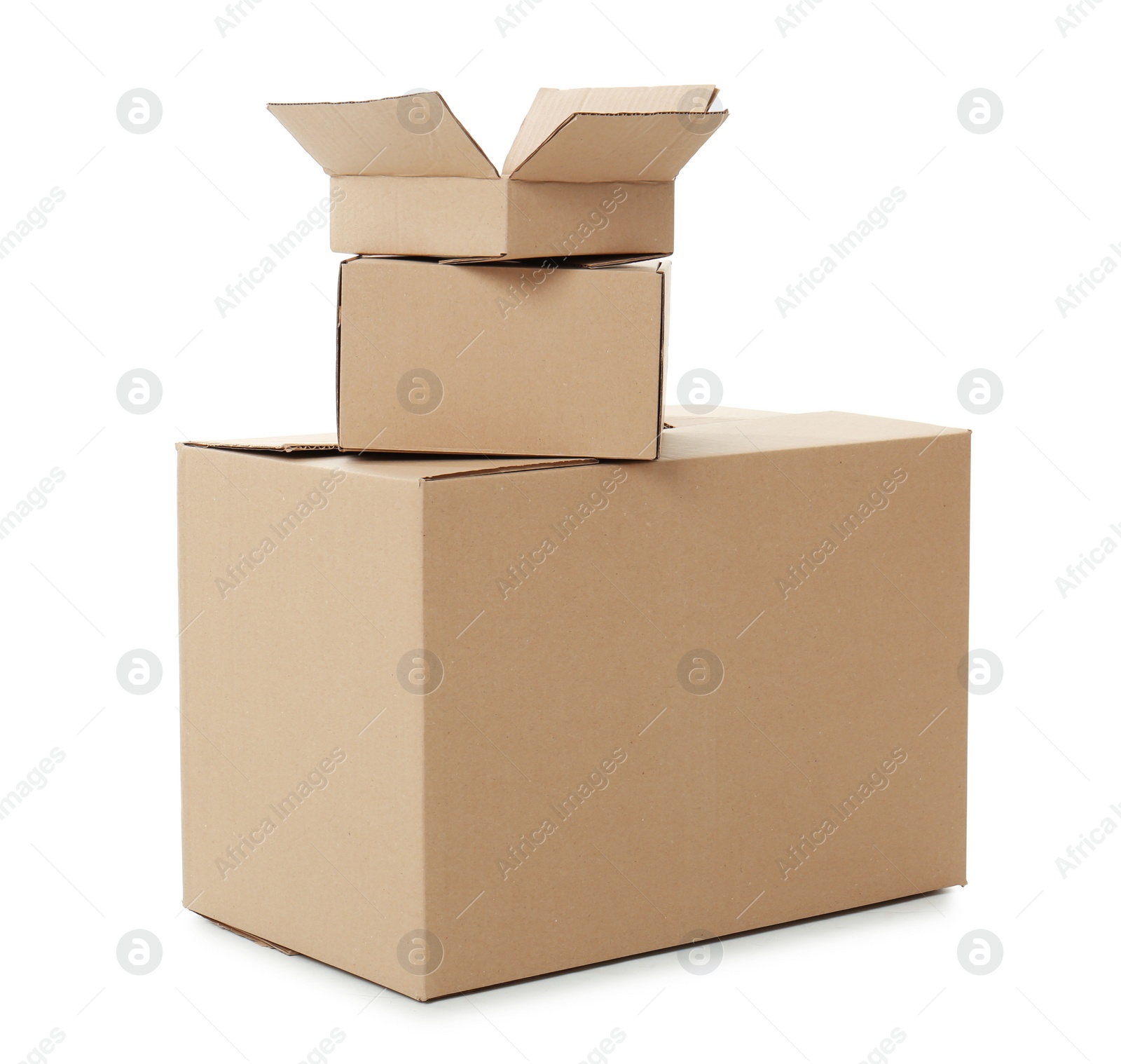 Photo of Cardboard boxes on white background