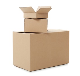 Cardboard boxes on white background