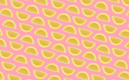 Set of yummy jelly candies on color background 