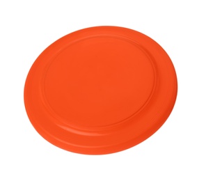 Orange plastic frisbee disk isolated on white