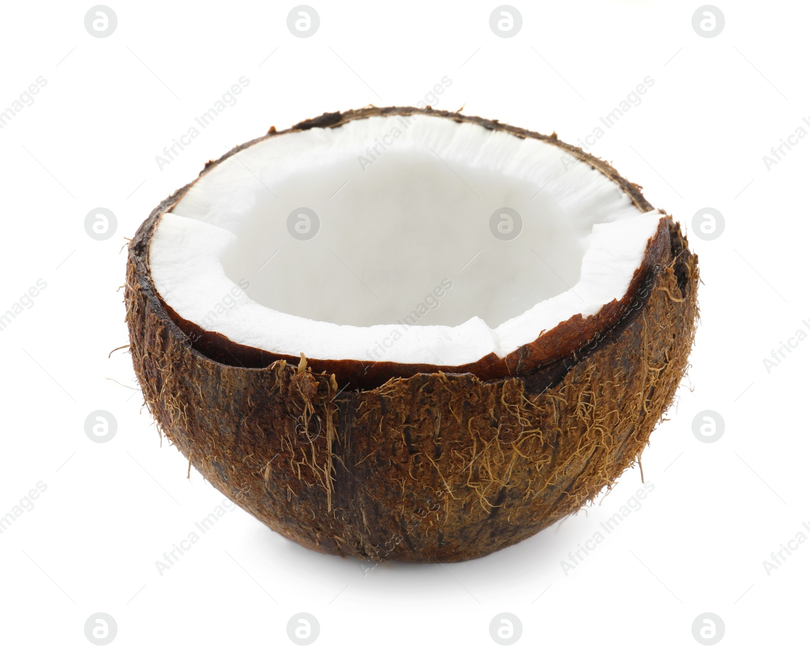 Photo of Half of ripe coconut isolated on white