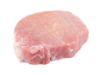 Photo of Piece of raw pork isolated on white