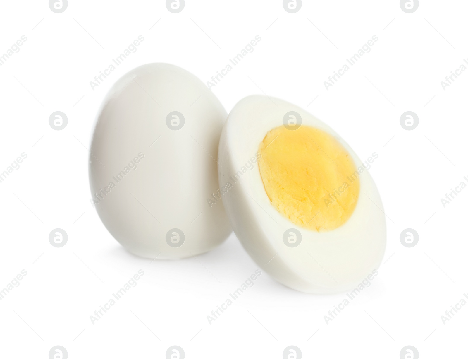 Photo of Fresh hard boiled chicken eggs isolated on white